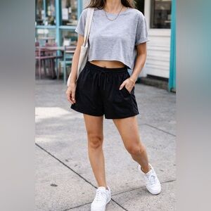 Women’s Black Jersey Lounge Shorts Size Small Elastic Waist Casual Summer Shorts